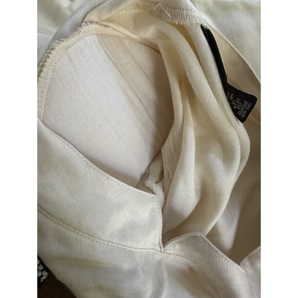 New Mints Rayon Short Sleeve Ivory Blouse Oversized Crop Front Pocket Vintage - Picture 6 of 7